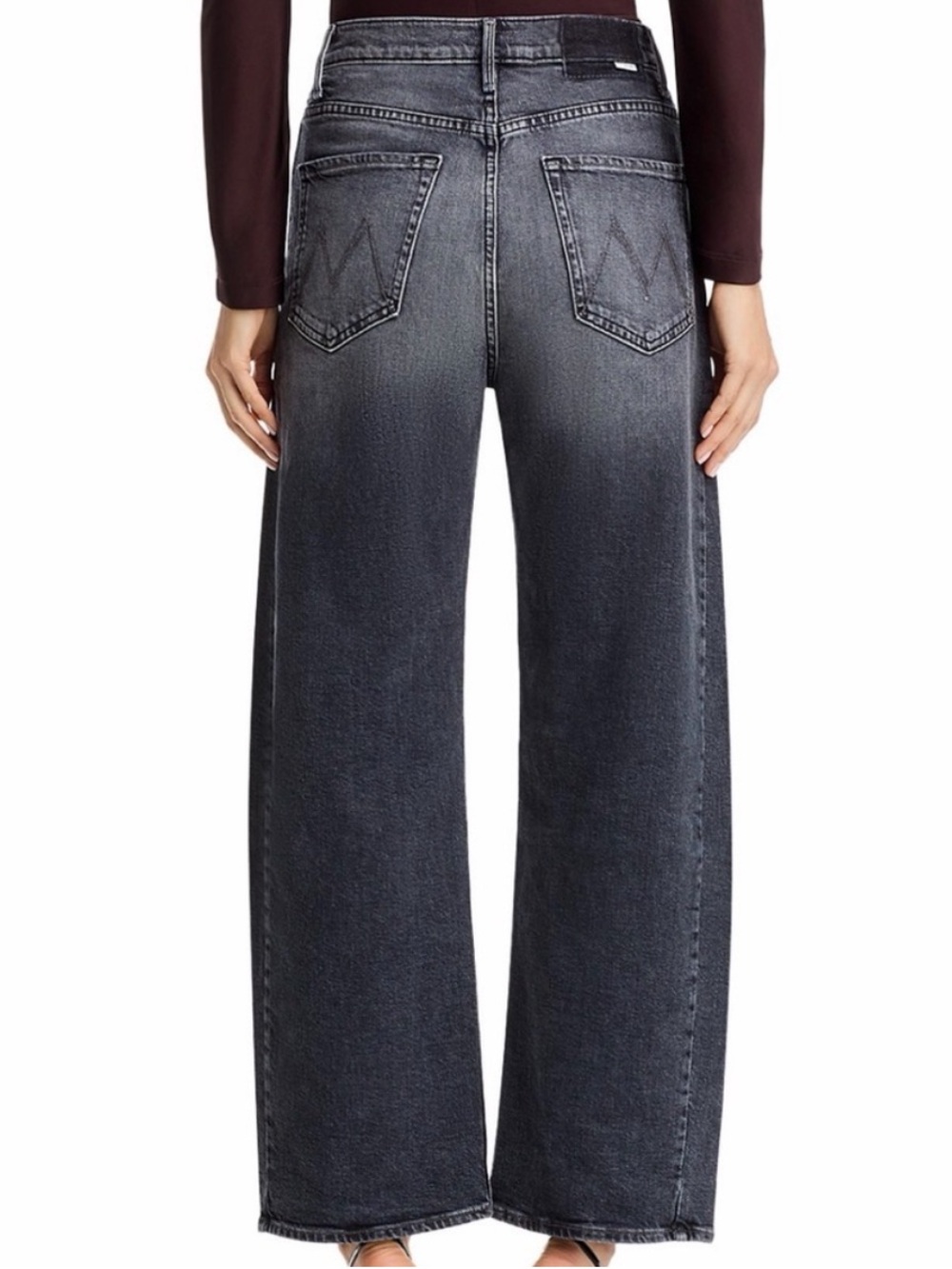 MOTHER The Half Pipe Flood High Rise Jeans in Outta Sight washed Black Denim - Picture 2 of 6